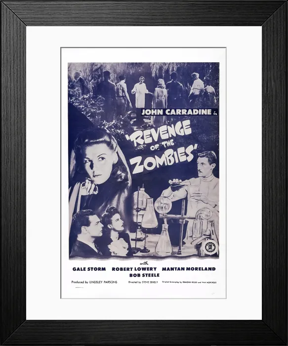 Framed Print : REVENGE OF THE ZOMBIES, US poster, middle left: Veda Ann Borg, bottom from left: Robert Lowery, Gale Storm, John Carradine, 1943