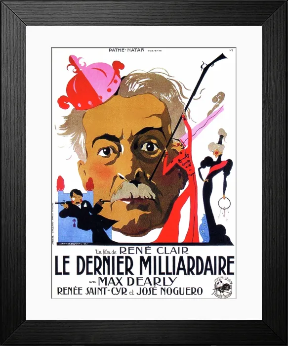 Framed Print : THE LAST MILLIONAIRE, (aka LE DERNIER MILLIARDAIRE, aka THE LAST BILLIONAIRE), French poster art, Max Dearly (large head), 1934
