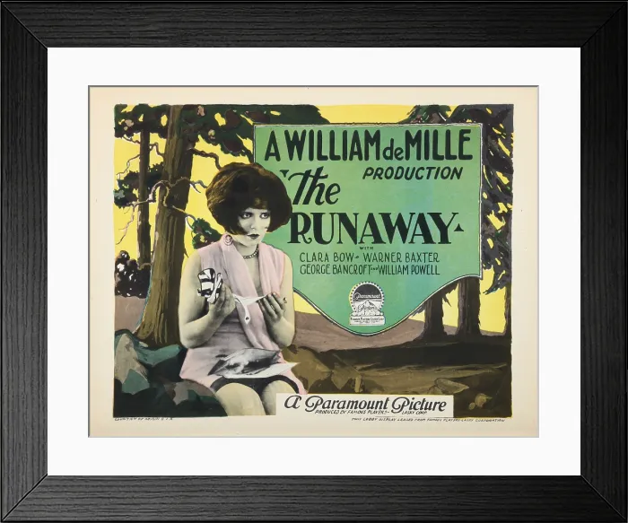 Framed Print : THE RUNAWAY, lobbycard, Clara Bow, 1926