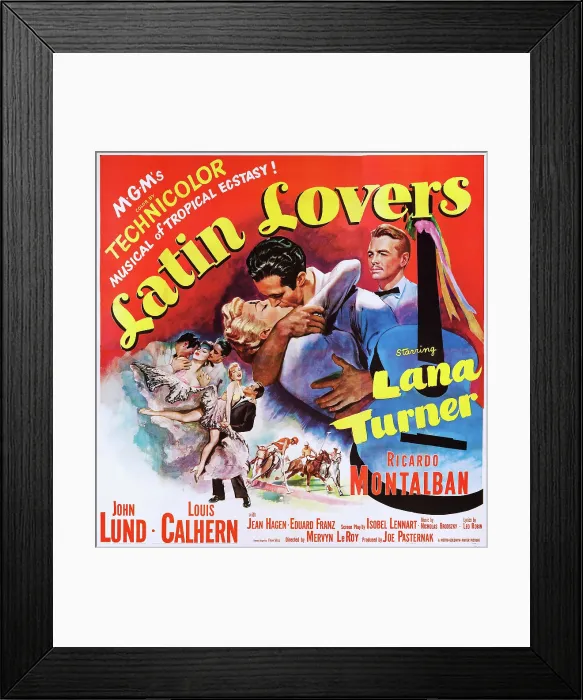 Framed Print : LATIN LOVERS, US poster art, from center: Lana Turner, Ricardo Montalban, John Lund, 1953 Framed Print : LATIN LOVERS, US poster art, from center: Lana Turner, Ricardo Montalban, John Lund, 1953