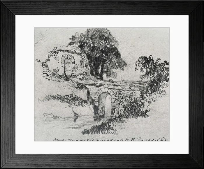 Framed Print : GOGOL, Nikolai Vasilievich (1809-1852). Italian Landscape. 1830-1852. Pencil on paper. Drawing. AISA / Everett Collection**US SALES ONLY**
