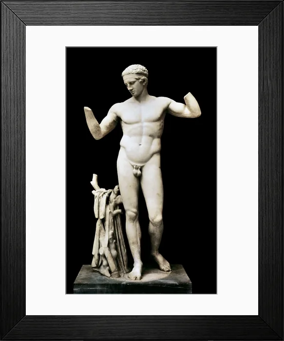 Framed Print : POLYCLITUS 5th c. BC). Diadumenus. 430 BC. Roman copy. Classical Greek art. Sculpture on marble. GREECE. Athens. National Museum of Archaeology Framed Print : POLYCLITUS 5th c. BC). Diadumenus. 430 BC. Roman copy. Classical Greek art. Sculpture on marble. GREECE. Athens. National Museum of Archaeology