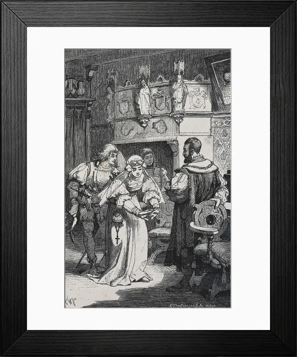 Framed Print : SHAKESPEARE, William (1564-1616). Illustration for William Shakespeare's work 'Measure for measure', written between 1604-1605. Scene with Lucio and Isabella