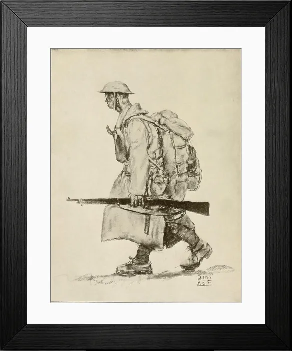 Framed Print : World War 1. United States Army engineer when fully equipped. Ca. 1917. (BSLOC_2013_1_193)