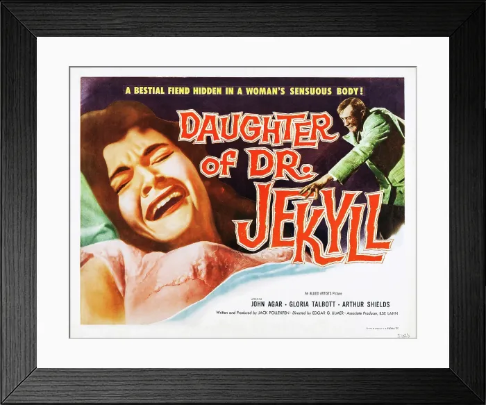 Framed Print : DAUGHTER OF DR. JEKYLL, US lobbycard, from left: Gloria Talbot, Arthur Shields, 1957 Framed Print : DAUGHTER OF DR. JEKYLL, US lobbycard, from left: Gloria Talbot, Arthur Shields, 1957