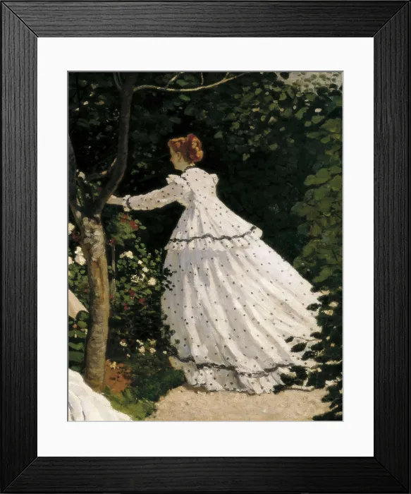 Framed Print : MONET, Claude (1840-1926). Women in the Garden. 1867. Right detail. Woman. Impressionism. Oil on canvas. FRANCE. Paris. Muse d'Orsay (Orsay Museum)