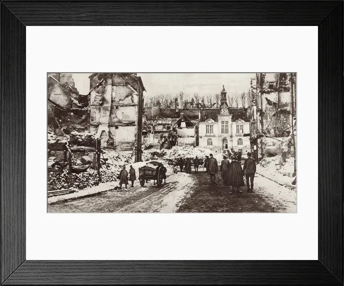 Framed Print : World War 1. The ruins of Chateau-Thierry, France, a center of fighting in June-July 1918 Framed Print : World War 1. The ruins of Chateau-Thierry, France, a center of fighting in June-July 1918