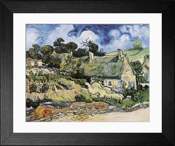 Framed Print : GOGH, Vincent van (1853-1890). Thatched cottages at Cordeville, Auvers-sur-Oise. 1890. Painted in June. Post-Impressionism. Oil on canvas. FRANCE. Paris Framed Print : GOGH, Vincent van (1853-1890). Thatched cottages at Cordeville, Auvers-sur-Oise. 1890. Painted in June. Post-Impressionism. Oil on canvas. FRANCE. Paris