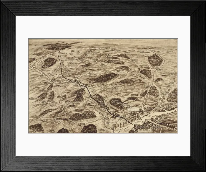 Framed Print : World War 1: Map of U.S. battle positions at the beginning of the Second Battle of the Marne Framed Print : World War 1: Map of U.S. battle positions at the beginning of the Second Battle of the Marne