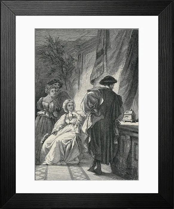 Framed Print : SHAKESPEARE, William (1564-1616). Scene from William Shakespeare's work 'The Merchant of Venice' (ca.1596)