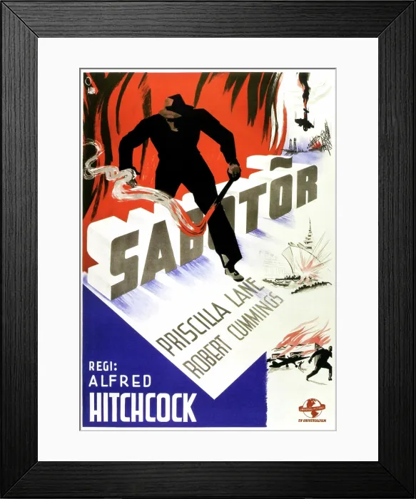 Framed Print : SABOTEUR, (aka SABOTOR), (Swedish poster art), 1942