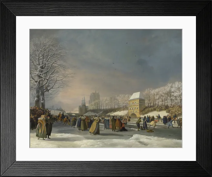 Framed Print : Women's Skating Competition on the City Canal in Leeuwarden, Jan. 21, 1809, by Nicolaas Baur, 1809, Dutch painting, oil on canvas