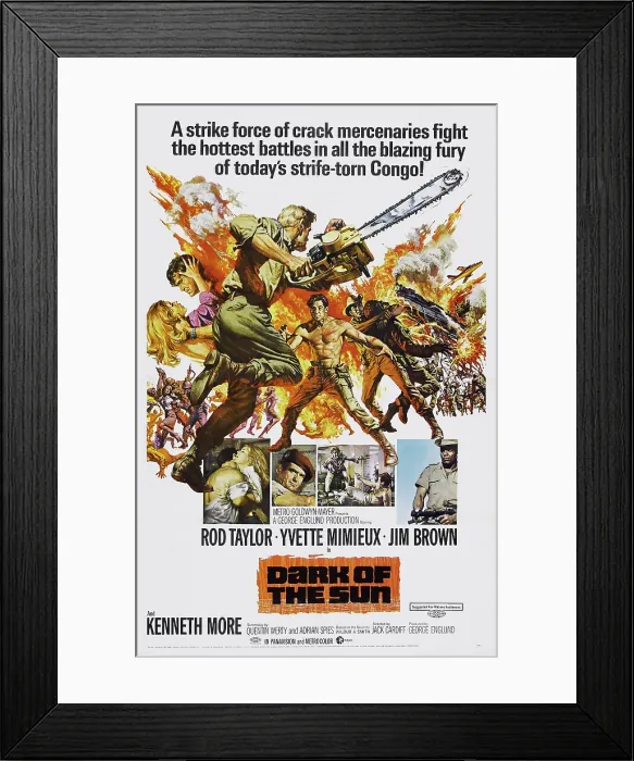 Framed Print : DARK OF THE SUN, (aka THE MERCENARIES), US poster art, Rod Taylor, (center), 1968