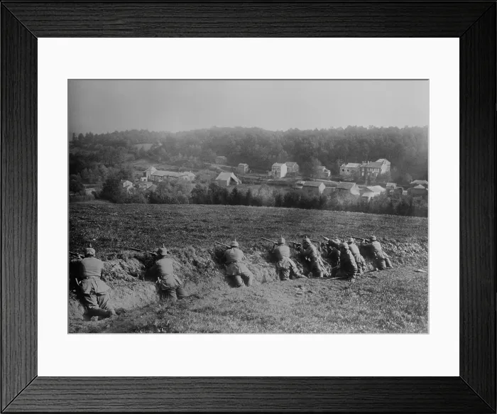 Framed Print : World War 1. Germans in a shallow trenches in Argonne Forest. Ca. 1914-15 (BSLOC_2013_1_205) Framed Print : World War 1. Germans in a shallow trenches in Argonne Forest. Ca. 1914-15 (BSLOC_2013_1_205)