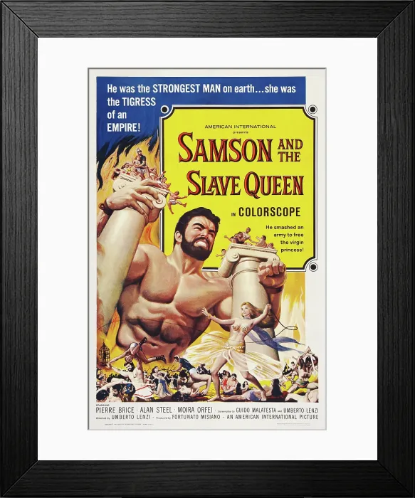 Framed Print : SAMSON AND THE SLAVE QUEEN, US poster art, Alan Steel, (top), Moira Orfei, (below), 1963