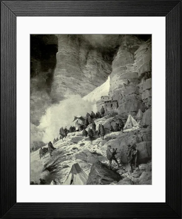 Framed Print : World War 1 in the Italian and Austria Alps. Mass celebrated on an Alpine mountain side near an Italian army camp. Ca. 1915-16. (BSLOC_2013_1_21)