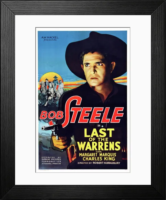 Framed Print : LAST OF THE WARRENS, Bob Steele on poster art, 1936