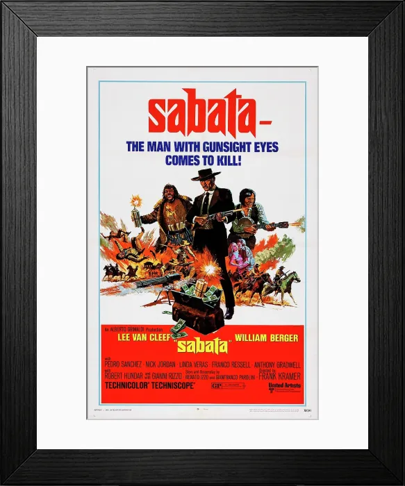 Framed Print : SABATA, (aka EHI AMICO... C'E SABATA, HAI CHIUSO!), US poster, from left: Ignazio Spalla, Lee Van Cleef, William Berger, 1969