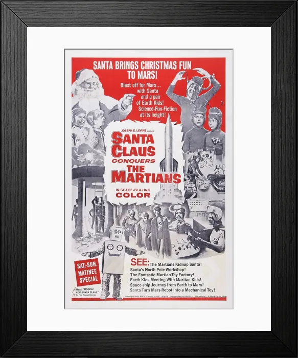 Framed Print : SANTA CLAUS CONQUERS THE MARTIANS, US poster art, top left: John Call, Victor Stiles, Donna Conforti, top right: Bill McCutcheon, Leila Martin, Pia Zadora, 1964