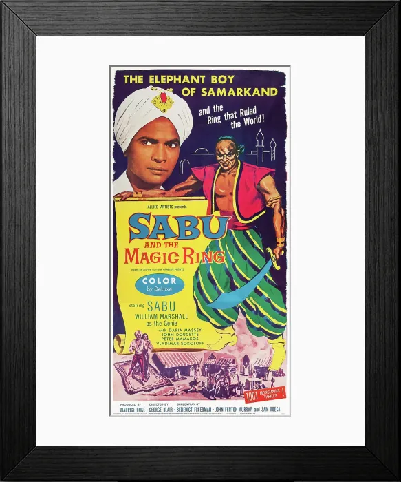 Framed Print : SABU AND THE MAGIC RING, US poster art, top from left: Sabu, William Marshall, 1957
