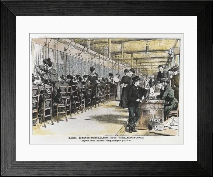 Framed Print : The telephone women (1904). Picture of 'Le Petit Journal'. Engraving. AISA / Everett Collection**US SALES ONLY**