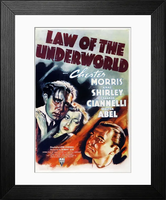 Framed Print : LAW OF THE UNDERWORLD, US poster art, from left: Richard Bond, Anne Shirley, Chester Morris, 1938