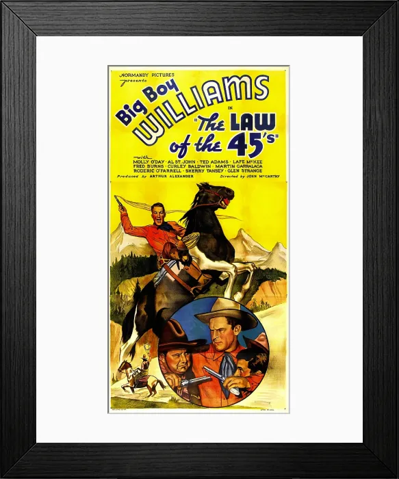 Framed Print : THE LAW OF THE 45'S, top and bottom center: Guinn Big Boy Williams, 1935 Framed Print : THE LAW OF THE 45'S, top and bottom center: Guinn Big Boy Williams, 1935