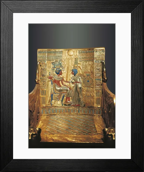 Framed Print : AISA / Everett Collection Throne of Tutankhamun. ca. 1340 BC. Back of the throne depicting Queen Ankhesenamun putting the finishing touches to the king's toilet Framed Print : AISA / Everett Collection Throne of Tutankhamun. ca. 1340 BC. Back of the throne depicting Queen Ankhesenamun putting the finishing touches to the king's toilet