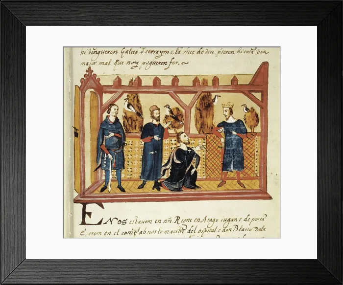 Framed Print : Spain. Crown of Aragon. 13th c. Facsimile of the Chronicle of James I or Llibre dels Feyts (Book of the Facts) by father Pere Marsili