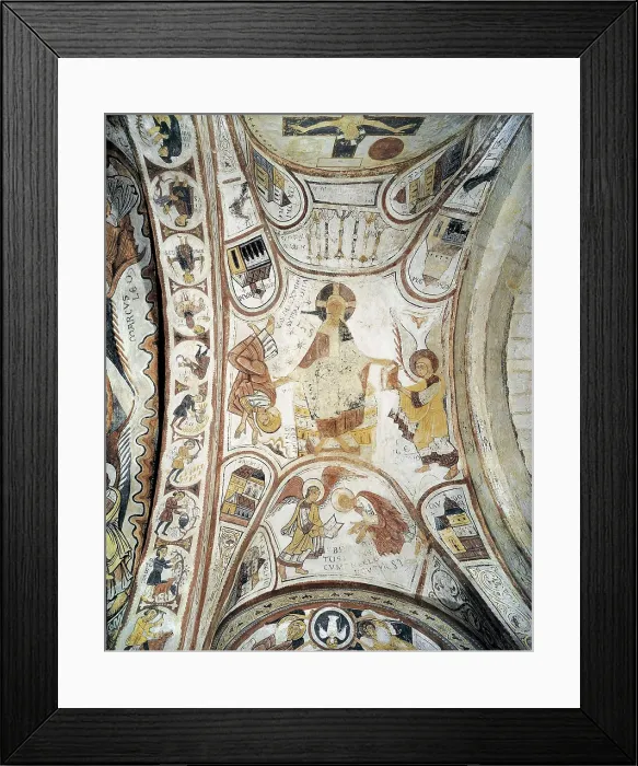 Framed Print : Royal Collegiate Church of San Isidoro. Royal Pantheon. 12th c. SPAIN. Len. Royal Collegiate Church of San Isidoro. Vault of the Apocalypse. Romanesque art. Fresco