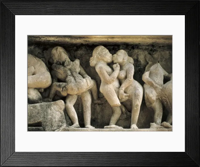 Framed Print : INDIA. Khajraho. Relief with erotic scenes of the tantrism (10th-11th c.). Hindu art. Relief on rock. AISA / Everett Collection**US SALES ONLY**