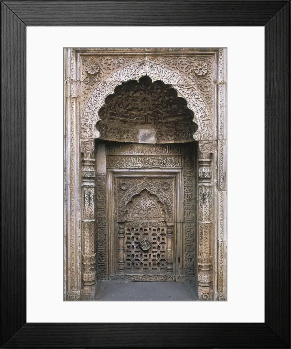 Framed Print : INDIA. DELHI. Delhi. Mihrab of Qutub Minar, minaret of the Quwwat-al-Islam Mosque (c.1190). AISA / Everett Collection**US SALES ONLY** Framed Print : INDIA. DELHI. Delhi. Mihrab of Qutub Minar, minaret of the Quwwat-al-Islam Mosque (c.1190). AISA / Everett Collection**US SALES ONLY**