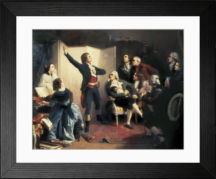 Framed Print : CABANES, Louis (1867-ca. 1936). La Marseillaise. 1895. French Revolution. Rouget de Lisle sings for the first time the French national anthem La Marsellaise in Strasbourg