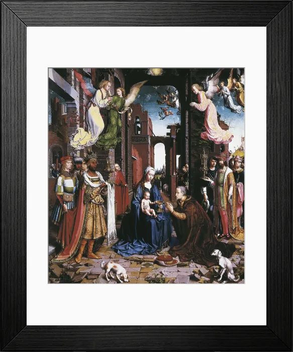 Framed Print : Mabuse, Jan Gossaert, called (1478-1532). The Adoration of the Kings. 1500 - 1515. Oleo sobre tabla