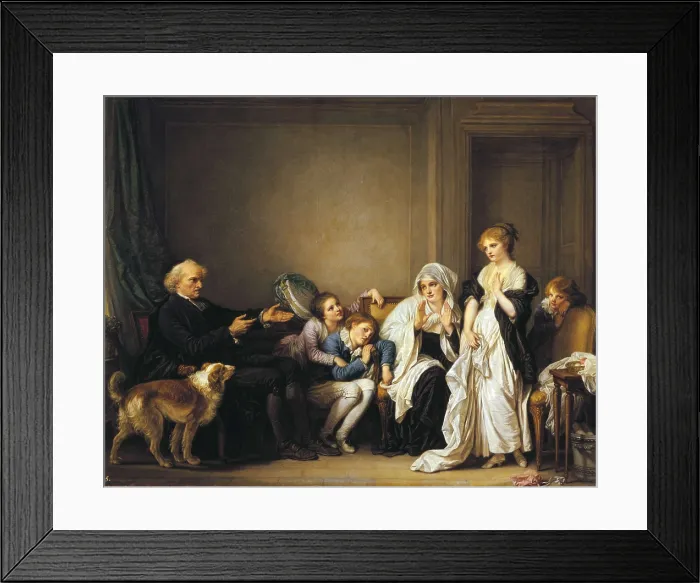 Framed Print : GREUZE, Jean Baptiste (1725-1805). The Widow and Her Priest. 2nd half 18th c. Rococo art. Oil on canvas. RUSSIA. Saint Petersburg. State Hermitage Museum