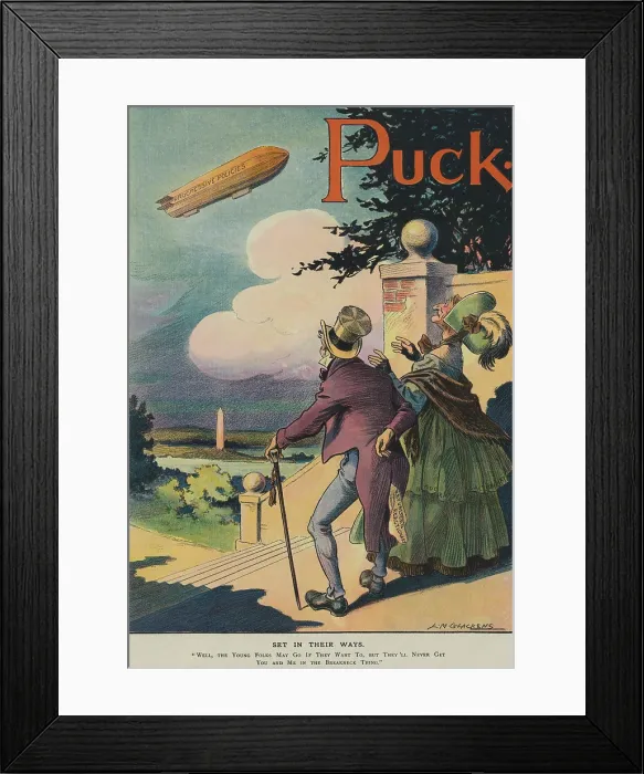 Framed Print : SET IN THEIR WAYS, a political cartoon about the Progressive Movement in the 1911