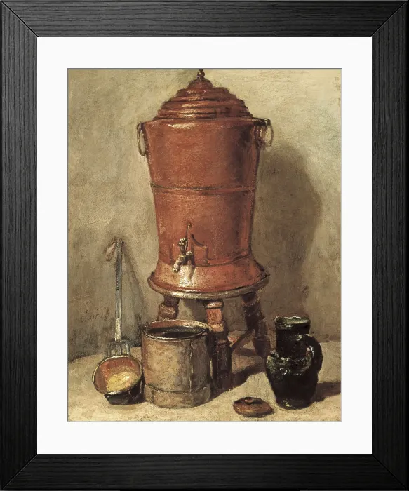 Framed Print : CHARDIN, Jean Baptiste Simon (1699-1779). The Copper Drinking Fountain (La Fountain de couvre). ca. 1733 - ca. 1734. Oil on canvas. FRANCE. Paris. Louvre Museum