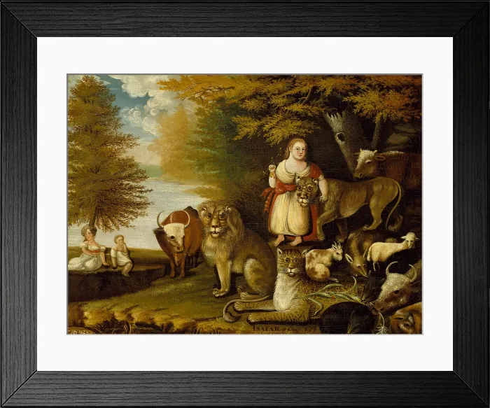 Framed Print : PEACEABLE KINGDOM, by Edward Hicks, 1830-32, American painting, oil on canvas. Quaker minister Edward Hicks painted this version of his favorite motif