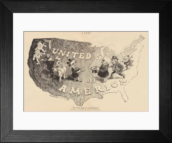 Framed Print : UNITED STATES OF GUGGENHEIMERICA? Cartoon by Willard H Framed Print : UNITED STATES OF GUGGENHEIMERICA? Cartoon by Willard H