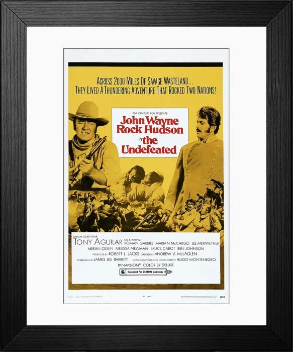 Framed Print : THE UNDEFEATED, l-r: John Wayne, Rock Hudson on poster art, 1969, TM and Copyright 20th Century Fox Film Corp. All rights reserved. / courtesy Everett Collection