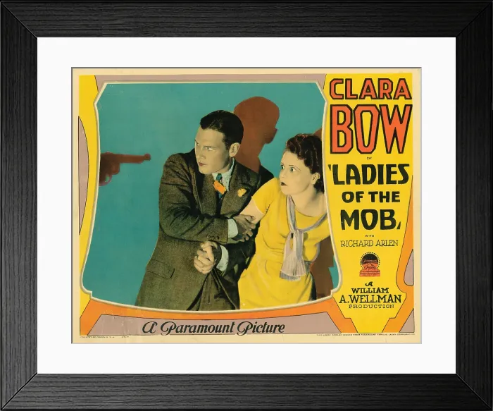 Framed Print : LADIES OF THE MOB, lobbycard, from left: Richard Arlen, Clara Bow, 1928