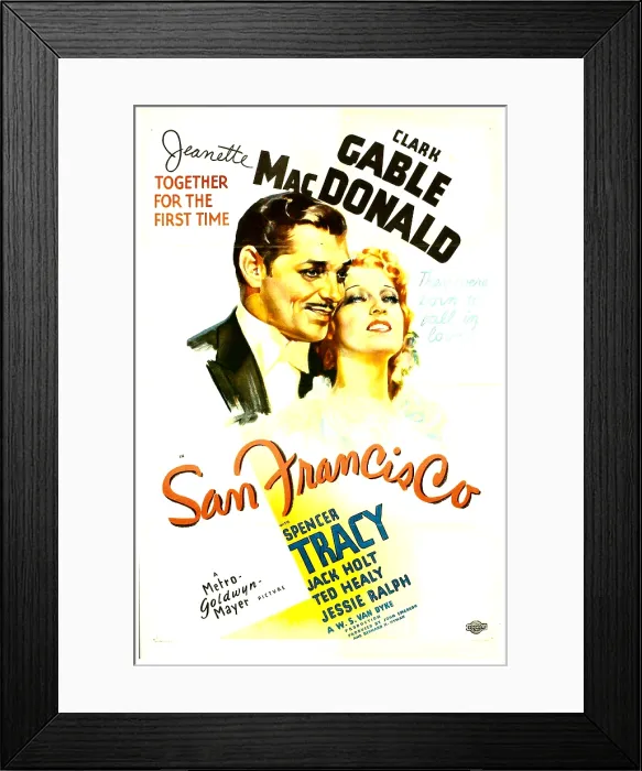 Framed Print : SAN FRANCISCO, from left: Clark Gable, Jeanette MacDonald, 1936