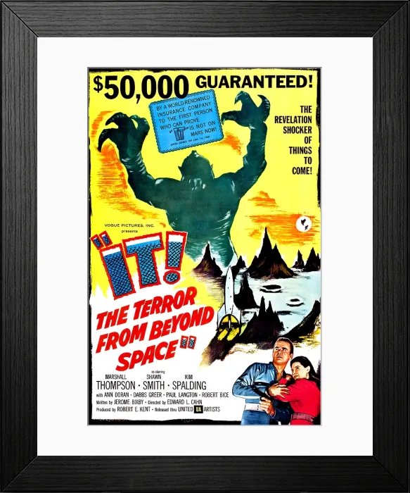 Framed Print : IT! THE TERROR FROM BEYOND SPACE, Ray Crash Corrigan (as the alien monster); lower right, from left to right: Marshall Thompson Framed Print : IT! THE TERROR FROM BEYOND SPACE, Ray Crash Corrigan (as the alien monster); lower right, from left to right: Marshall Thompson