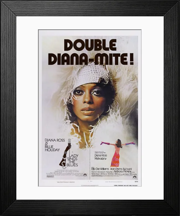 Framed Print : LADY SINGS THE BLUES, US poster art, Diana Ross, 1972; double bill; MAHOGGANY, US poster art, Diana Ross, 1975