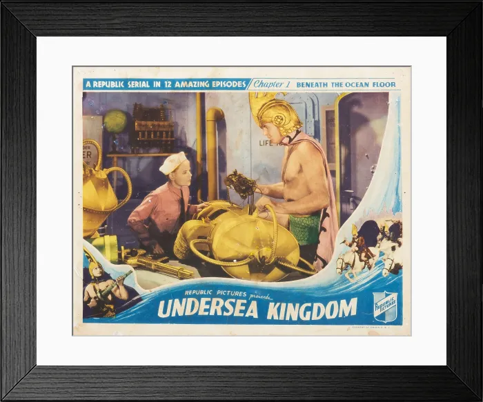 Framed Print : UNDERSEA KINGDOM, chapter 1: Beneath the Ocean Floor, lobbycard, from left, Lee Van Atta, Ray Corrigan, (aka Crash Corrigan), 1936