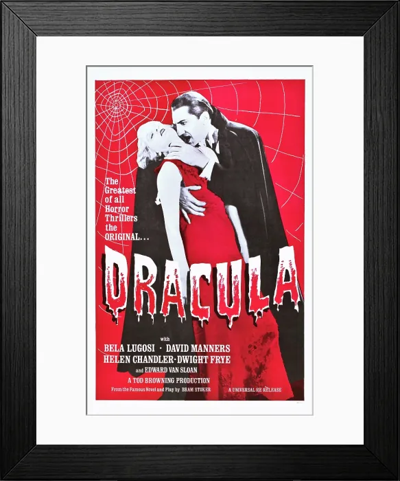 Framed Print : DRACULA, from left: Frances Dade, Bela Lugosi on a re-release poster, 1931 Framed Print : DRACULA, from left: Frances Dade, Bela Lugosi on a re-release poster, 1931