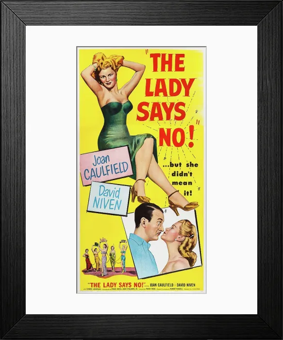 Framed Print : THE LADY SAYS NO, US poster art, top: Joan Caulfield; bottom: David Niven, Joan Caulfield, 1951