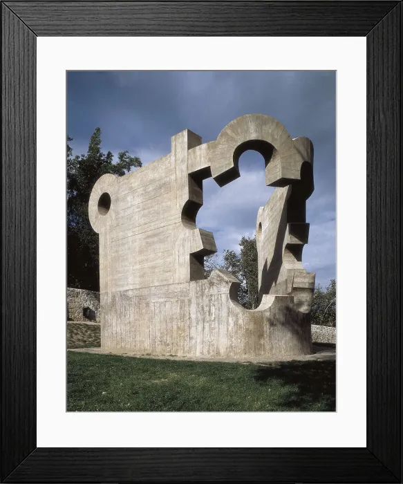 Framed Print : CHILLIDA, Eduardo (1924-2002). Monument to Peace. 1988. SPAIN. Guernica. Sculpture on rock. AISA / Everett Collection - Image has fine art copyright