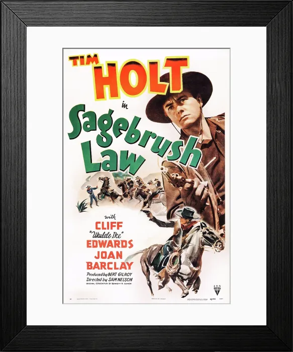 Framed Print : SAGEBRUSH LAW, US poster art, Tim Holt, 1943 Framed Print : SAGEBRUSH LAW, US poster art, Tim Holt, 1943