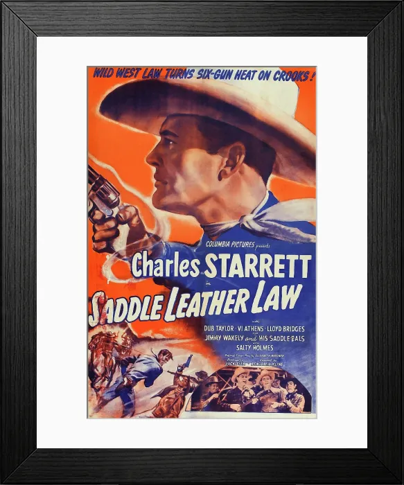 Framed Print : SADDLE LEATHER LAW, US poster, Charles Starrett, 1944